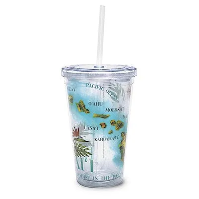 Necklaces MADDENCORP Hawaiian Map Acrylic Tumbler with Straw 16Ounce