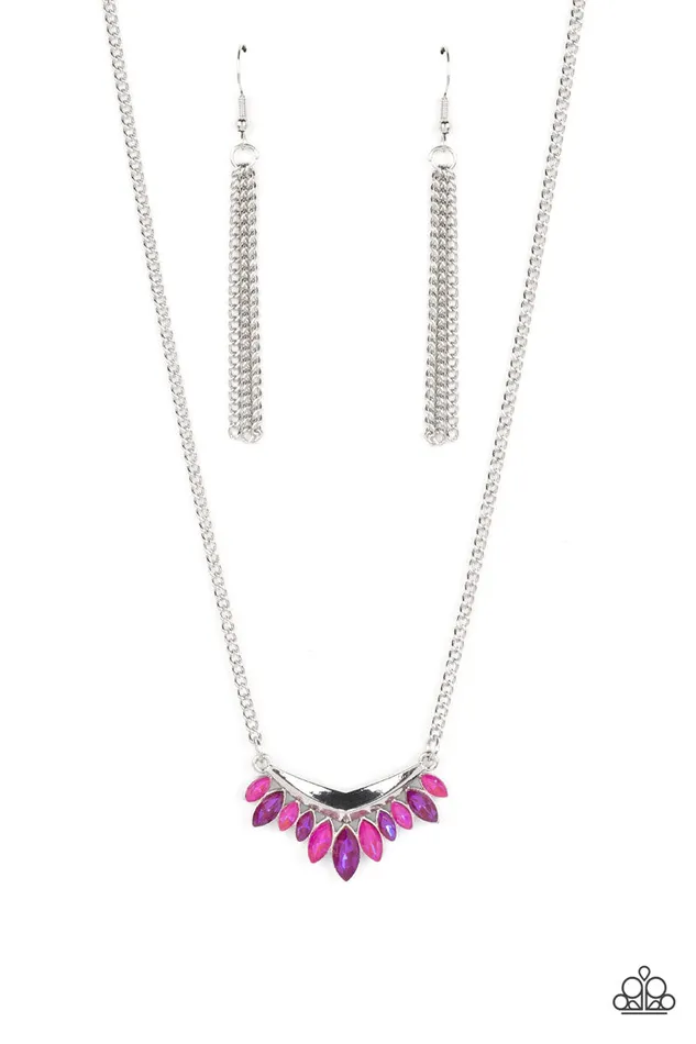 Necklaces Paparazzi Accessories Flash of Fringe Pink