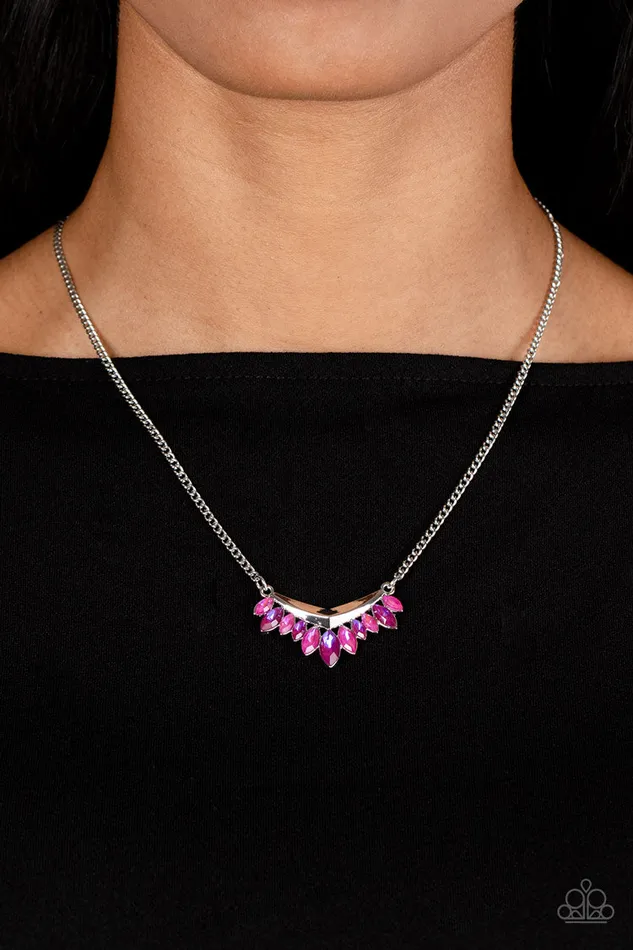 Necklaces Paparazzi Accessories Flash of Fringe Pink