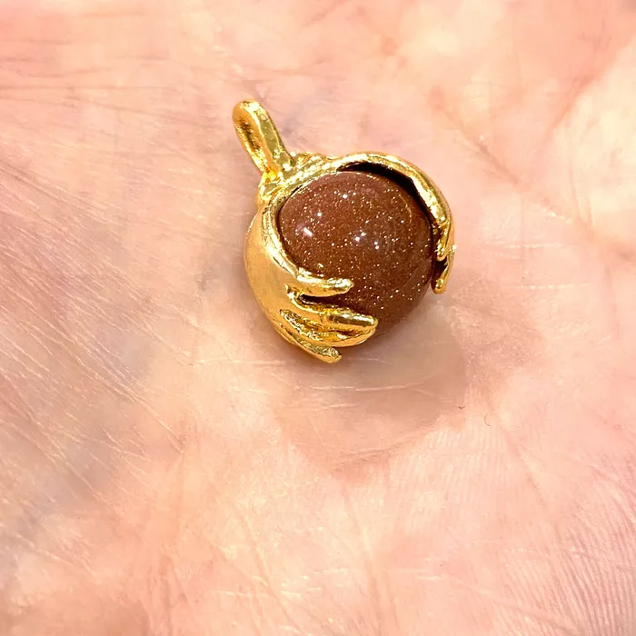 Necklaces Peppy Beads 24Kt Gold Plated Helping Hand 12mm Gold Sandstone Pendant Necklaces Peppy Beads 24Kt Gold Plated Helping Hand 12mm Gold Sandstone Pendant