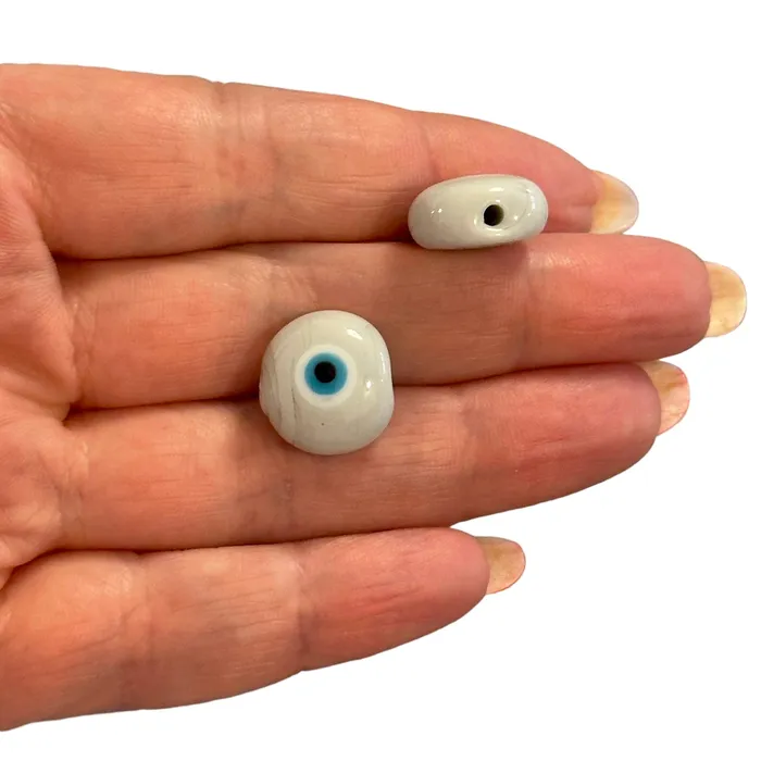 Necklaces Peppy Beads Hand Made Murano Glass Grey Evil Eye Charm