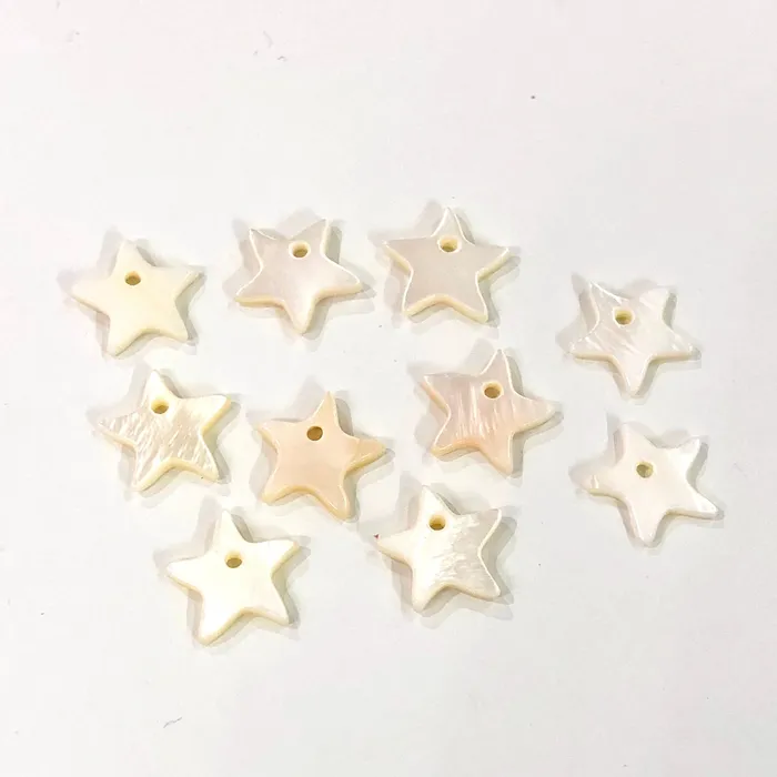 Necklaces Peppy Beads Mother of Pearl Star Charms Nacre Star Charms With Drilled Hole 10 pieces in a pack