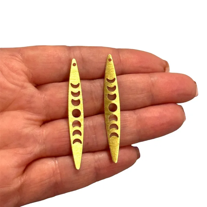 Necklaces Peppy Beads Raw Brass Phases of Moon Charms 2 pcs in a pack
