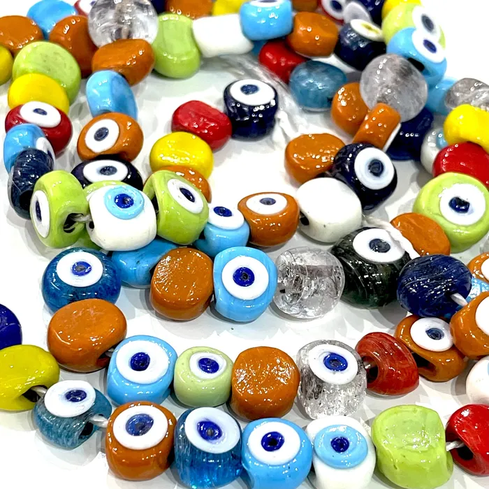 Necklaces Peppy Beads Traditional Turkish Artisan Handmade Glass Evil Eye Beads Large Hole Evil Eye Glass Beads Assorted 50 Beads per pack Necklaces Peppy Beads Traditional Turkish Artisan Handmade Glass Evil Eye Beads Large Hole Evil Eye Glass Beads Assorted 50 Beads per pack