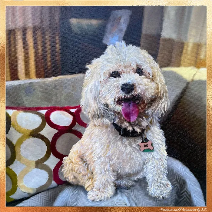 Necklaces Portraits by NC Custom Havanese Oil Portrait Jelly Belly