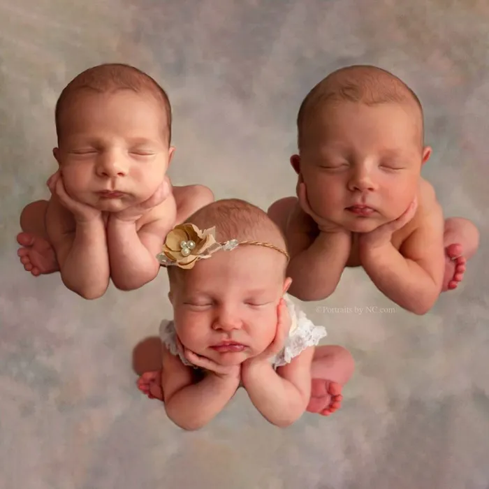 Necklaces Portraits by NC Portrait of Three Babies Infant Portrait
