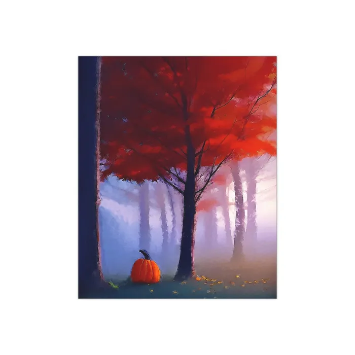 Necklaces Portraits by NC Pumpkin at the Edge of the Forest Satin Posters 300gsm Halloween Themed Art Print