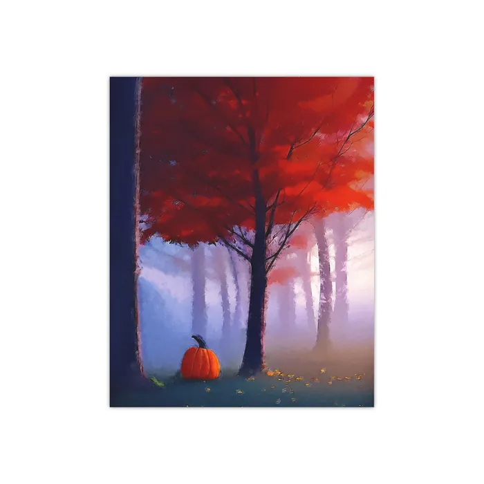 Necklaces Portraits by NC Pumpkin at the Edge of the Forest Satin Posters 300gsm Halloween Themed Art Print