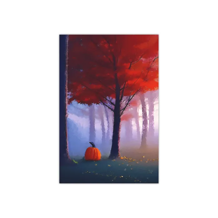 Necklaces Portraits by NC Pumpkin at the Edge of the Forest Satin Posters 300gsm Halloween Themed Art Print