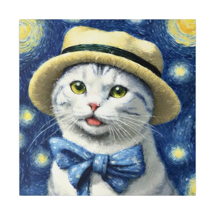 Necklaces Portraits by NC Starry Eyed Cat Matte Canvas Stretched 075