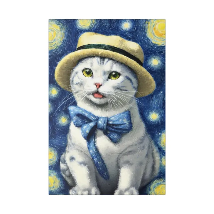 Necklaces Portraits by NC Starry Eyed Cat Matte Canvas Stretched 075