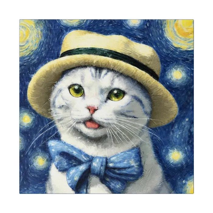 Necklaces Portraits by NC Starry Eyed Cat Matte Canvas Stretched 075