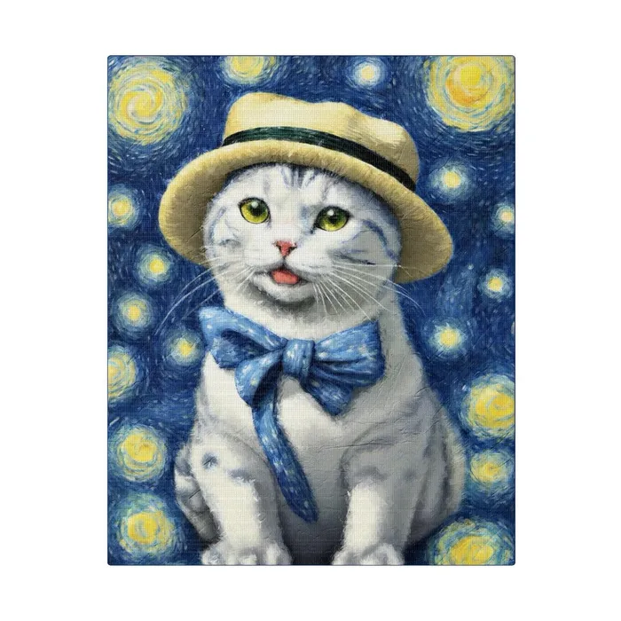 Necklaces Portraits by NC Starry Eyed Cat Matte Canvas Stretched 075