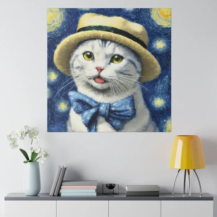 Necklaces Portraits by NC Starry Eyed Cat Matte Canvas Stretched 075