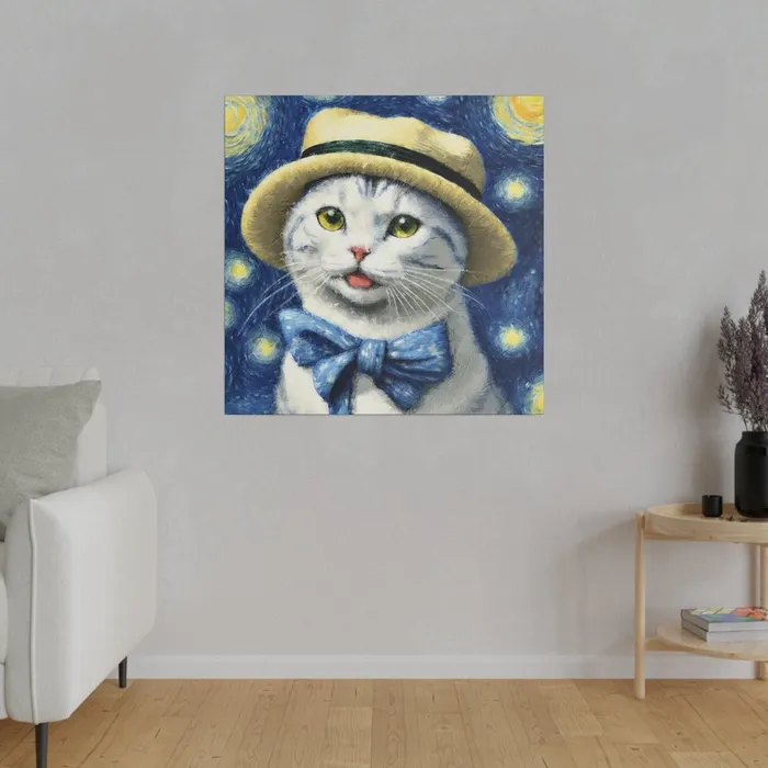 Necklaces Portraits by NC Starry Eyed Cat Matte Canvas Stretched 075