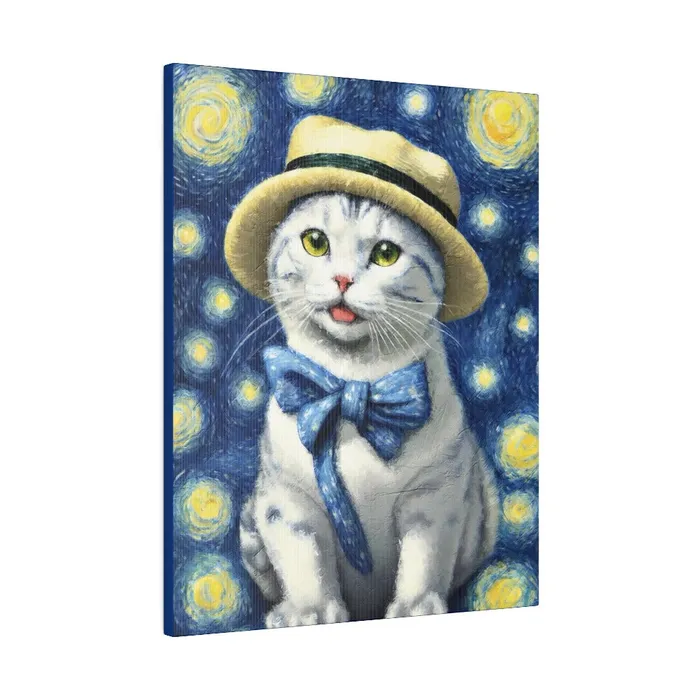 Necklaces Portraits by NC Starry Eyed Cat Matte Canvas Stretched 075