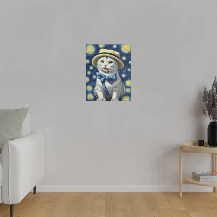Necklaces Portraits by NC Starry Eyed Cat Matte Canvas Stretched 075