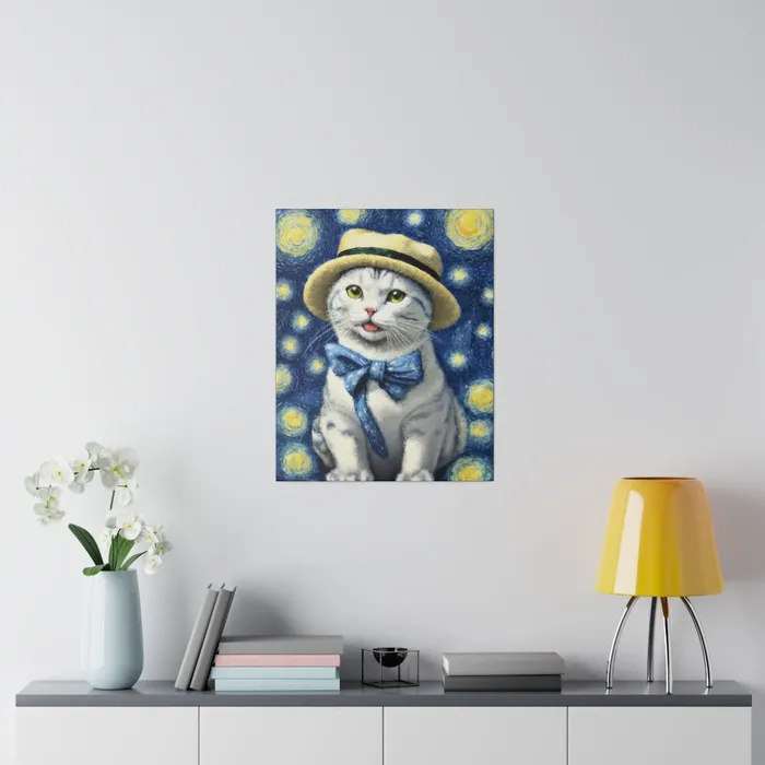 Necklaces Portraits by NC Starry Eyed Cat Matte Canvas Stretched 075