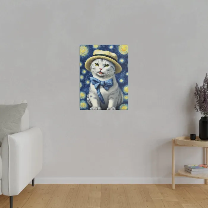 Necklaces Portraits by NC Starry Eyed Cat Matte Canvas Stretched 075