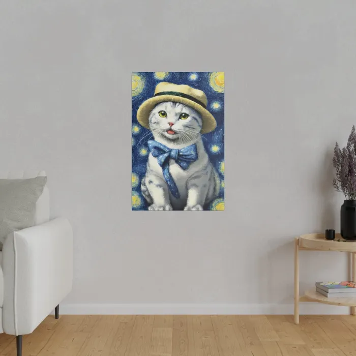 Necklaces Portraits by NC Starry Eyed Cat Matte Canvas Stretched 075