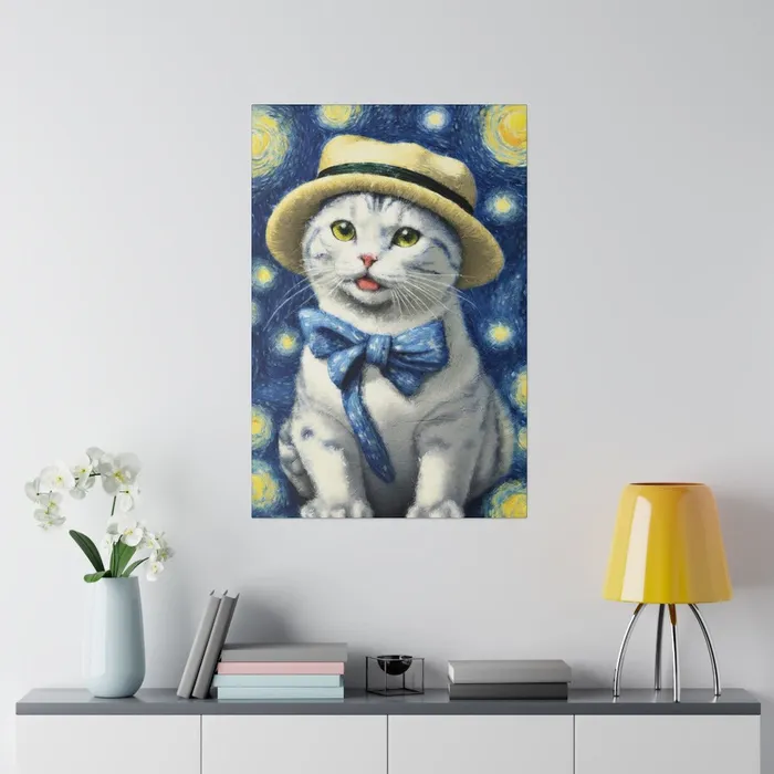 Necklaces Portraits by NC Starry Eyed Cat Matte Canvas Stretched 075