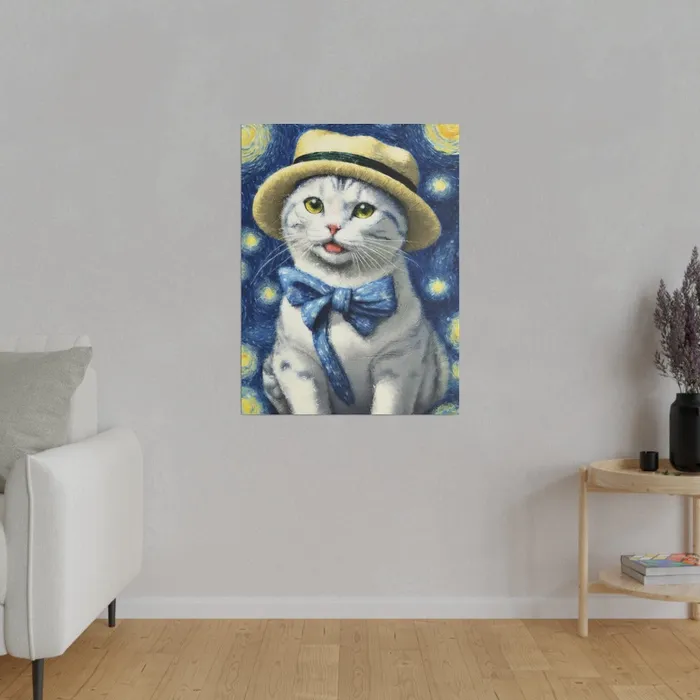 Necklaces Portraits by NC Starry Eyed Cat Matte Canvas Stretched 075