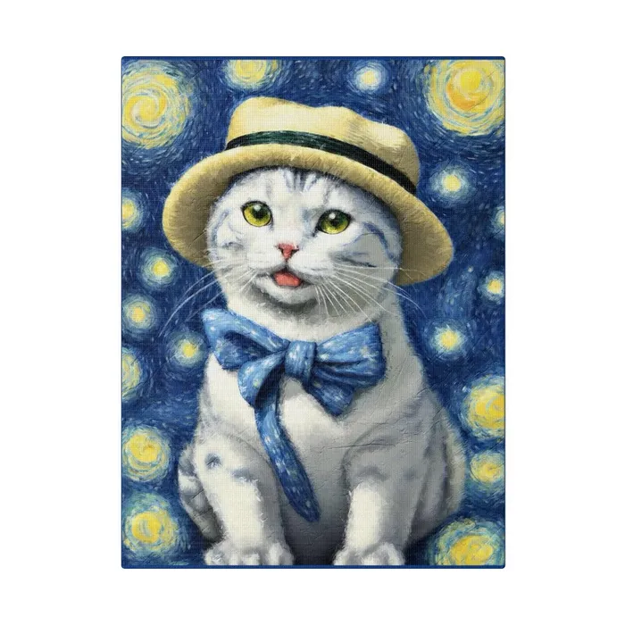 Necklaces Portraits by NC Starry Eyed Cat Matte Canvas Stretched 075