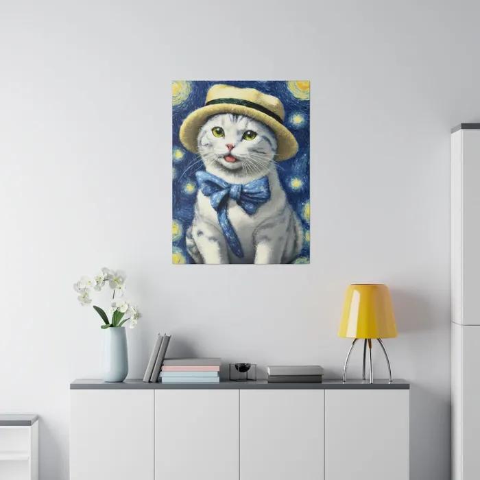 Necklaces Portraits by NC Starry Eyed Cat Matte Canvas Stretched 075