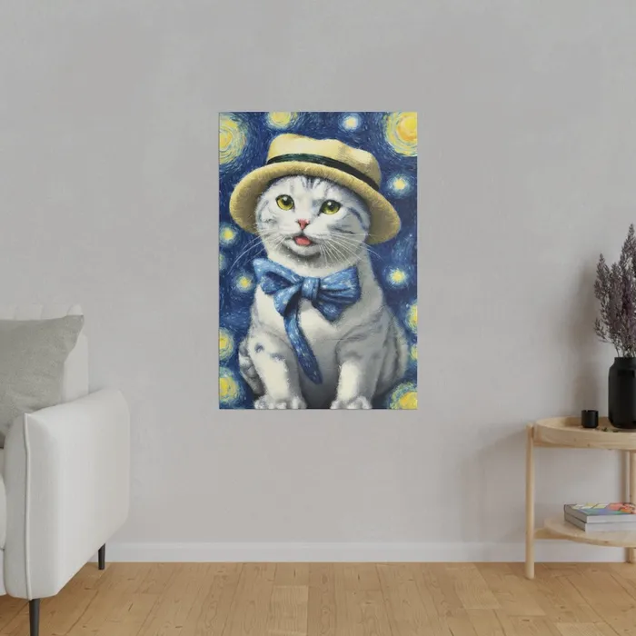 Necklaces Portraits by NC Starry Eyed Cat Matte Canvas Stretched 075