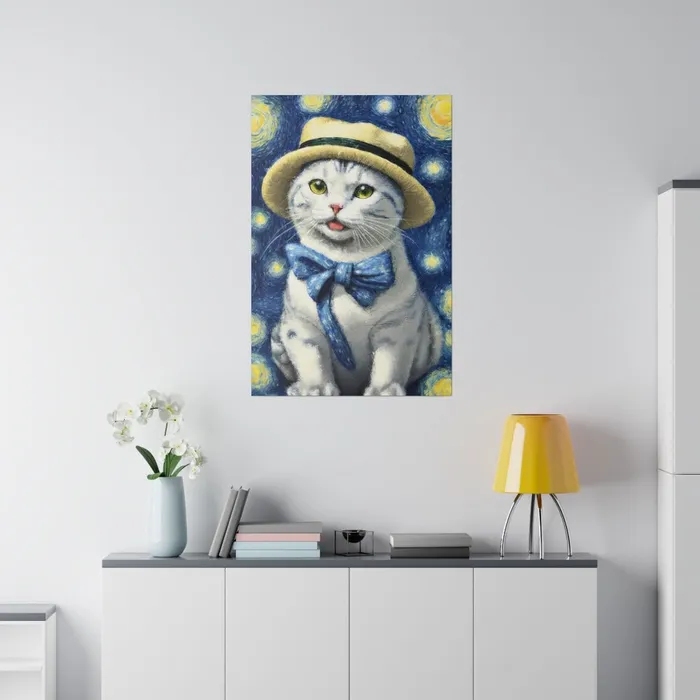 Necklaces Portraits by NC Starry Eyed Cat Matte Canvas Stretched 075