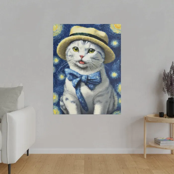 Necklaces Portraits by NC Starry Eyed Cat Matte Canvas Stretched 075