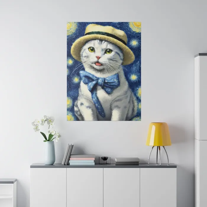 Necklaces Portraits by NC Starry Eyed Cat Matte Canvas Stretched 075
