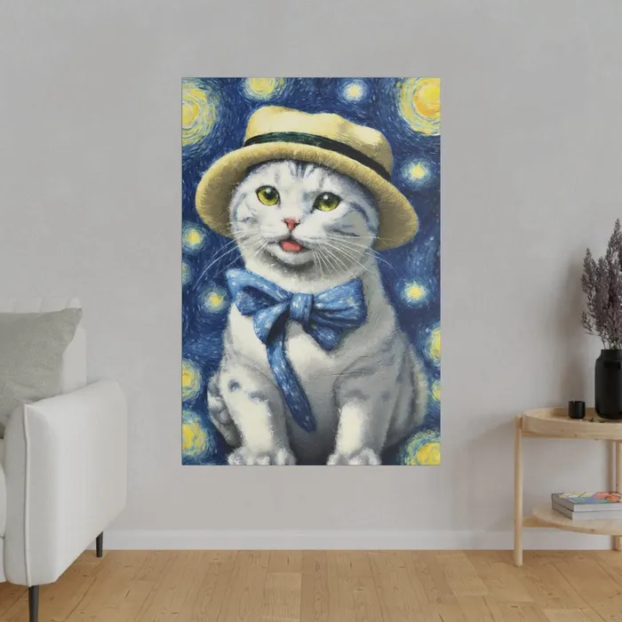Necklaces Portraits by NC Starry Eyed Cat Matte Canvas Stretched 075