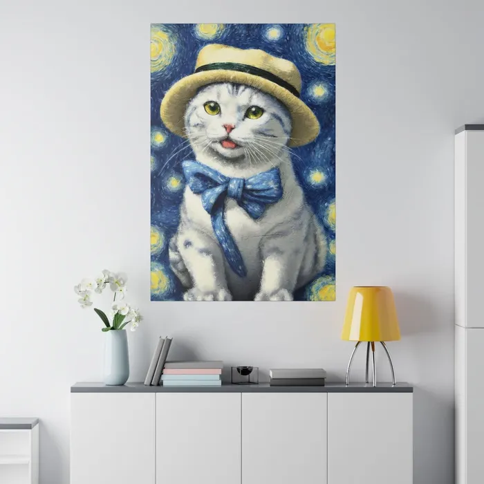 Necklaces Portraits by NC Starry Eyed Cat Matte Canvas Stretched 075