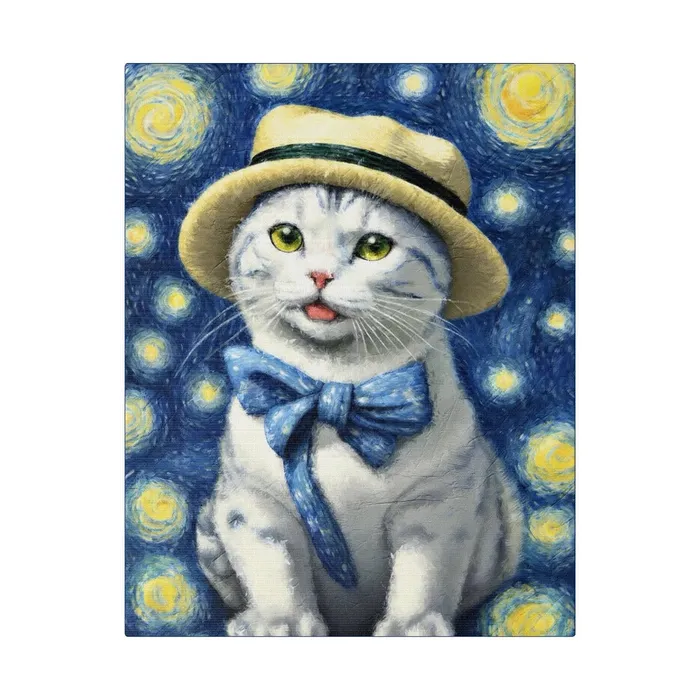 Necklaces Portraits by NC Starry Eyed Cat Matte Canvas Stretched 075