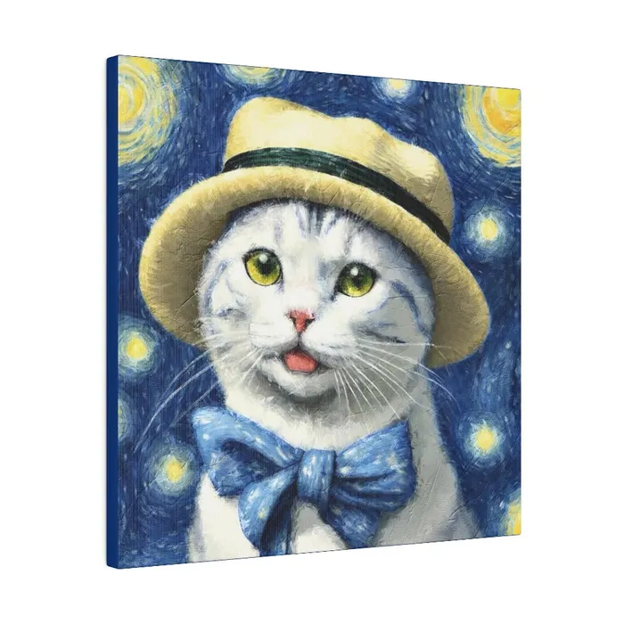 Necklaces Portraits by NC Starry Eyed Cat Matte Canvas Stretched 075