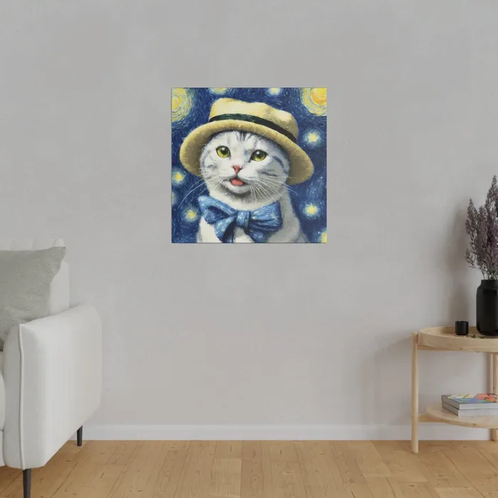Necklaces Portraits by NC Starry Eyed Cat Matte Canvas Stretched 075
