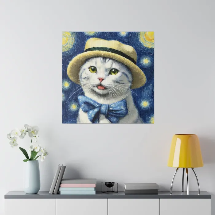 Necklaces Portraits by NC Starry Eyed Cat Matte Canvas Stretched 075