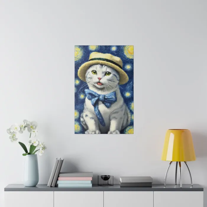 Necklaces Portraits by NC Starry Eyed Cat Matte Canvas Stretched 075