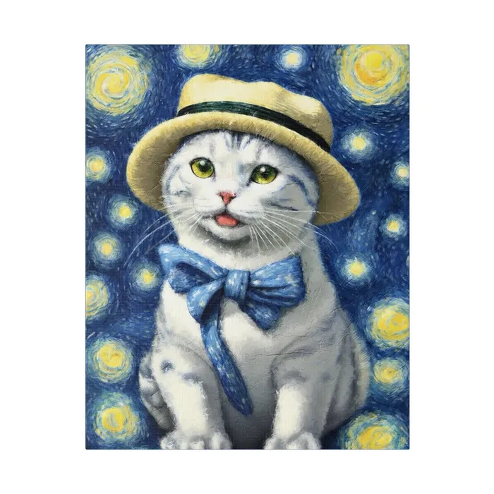 Necklaces Portraits by NC Starry Eyed Cat Matte Canvas Stretched 075