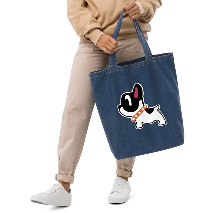 Necklaces Printful Organic denim tote bag with Puppy
