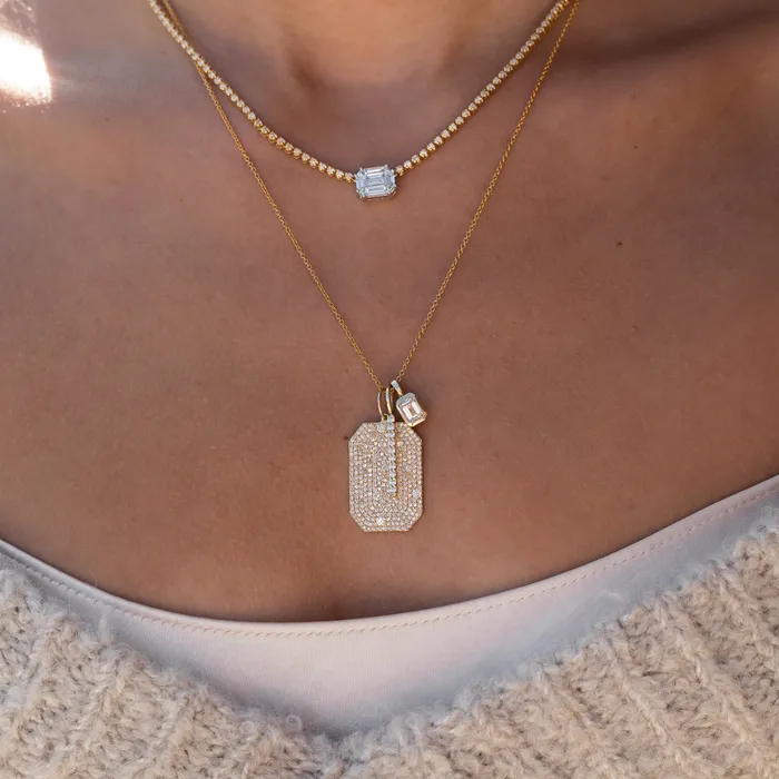 Necklaces RACHEL LYNN CHICAGO 14 Karat Yellow Gold and Diamond Single Line Pendant