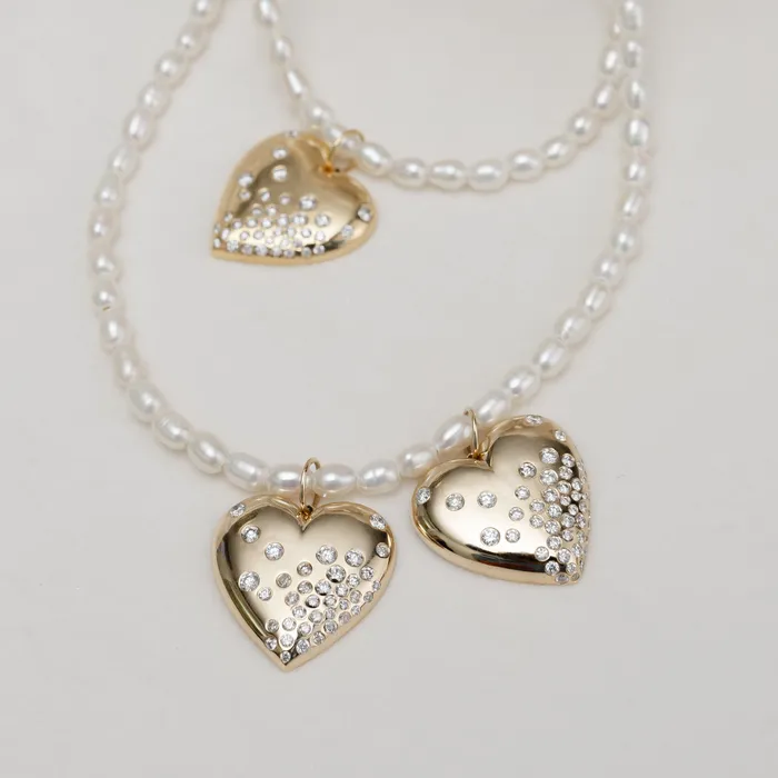 Necklaces RACHEL LYNN CHICAGO Yellow Gold Diamond Puffy Heart Pendant