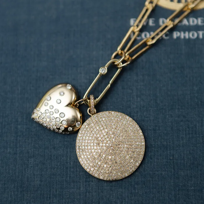Necklaces RACHEL LYNN CHICAGO Yellow Gold Diamond Puffy Heart Pendant