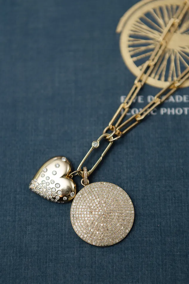 Necklaces RACHEL LYNN CHICAGO Yellow Gold Diamond Puffy Heart Pendant