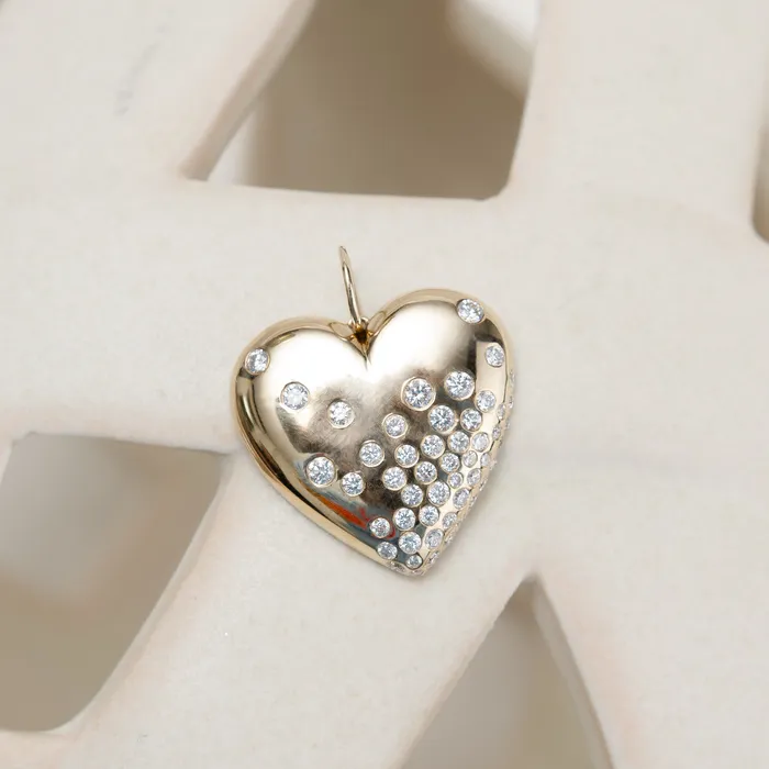 Necklaces RACHEL LYNN CHICAGO Yellow Gold Diamond Puffy Heart Pendant
