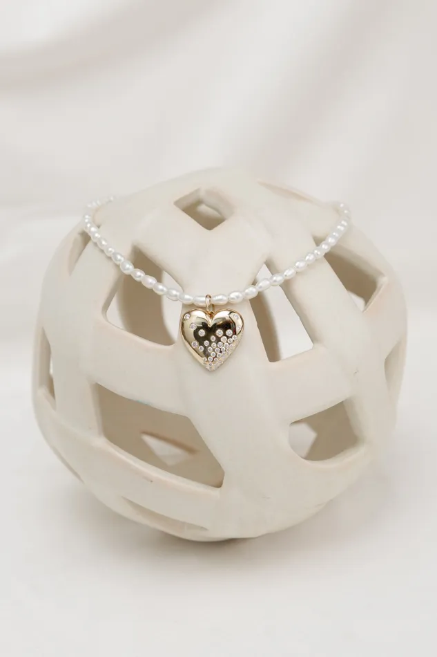 Necklaces RACHEL LYNN CHICAGO Yellow Gold Diamond Puffy Heart Pendant