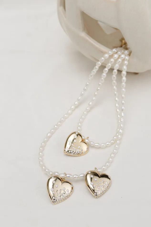Necklaces RACHEL LYNN CHICAGO Yellow Gold Diamond Puffy Heart Pendant