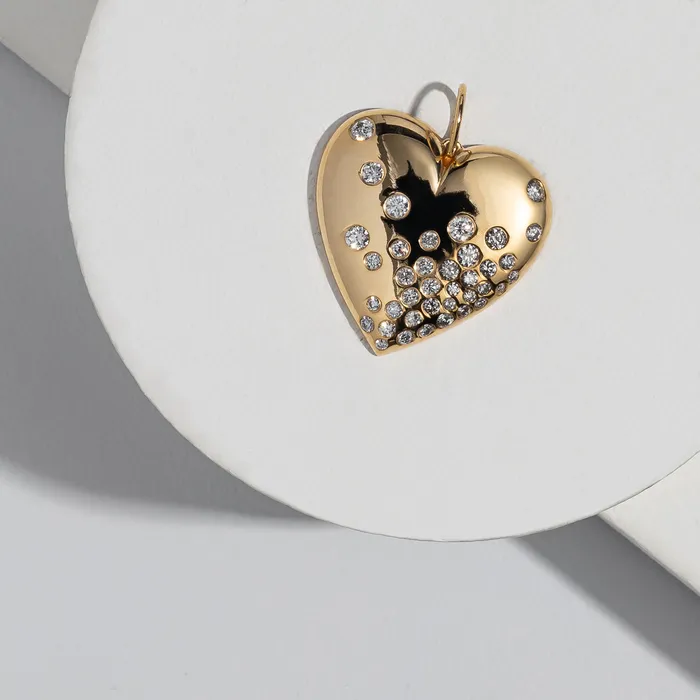 Necklaces RACHEL LYNN CHICAGO Yellow Gold Diamond Puffy Heart Pendant