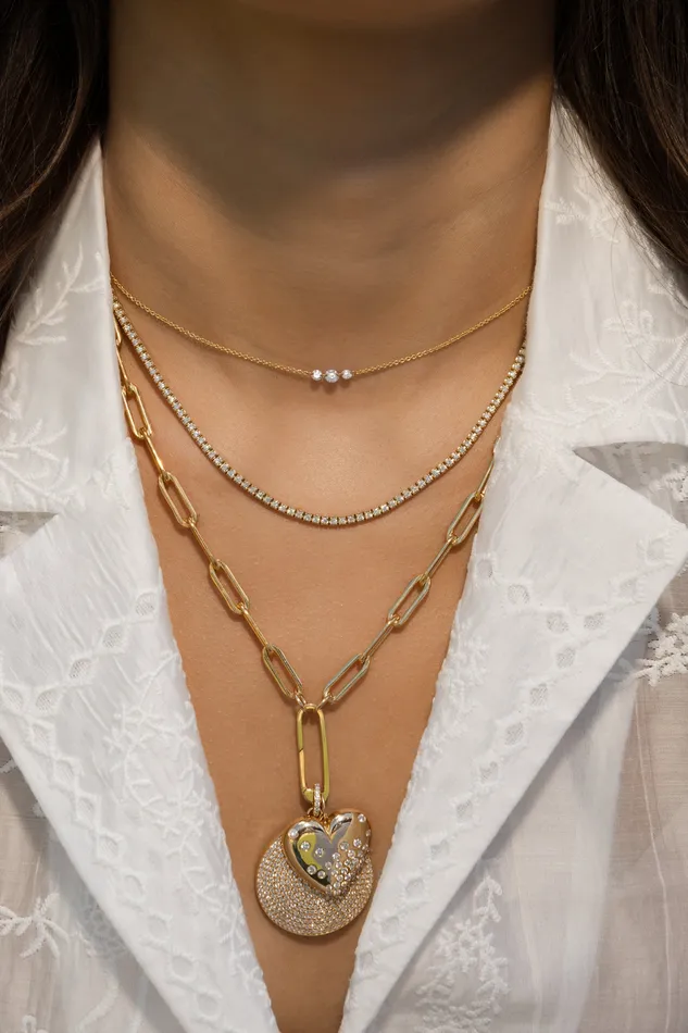 Necklaces RACHEL LYNN CHICAGO Yellow Gold Diamond Puffy Heart Pendant